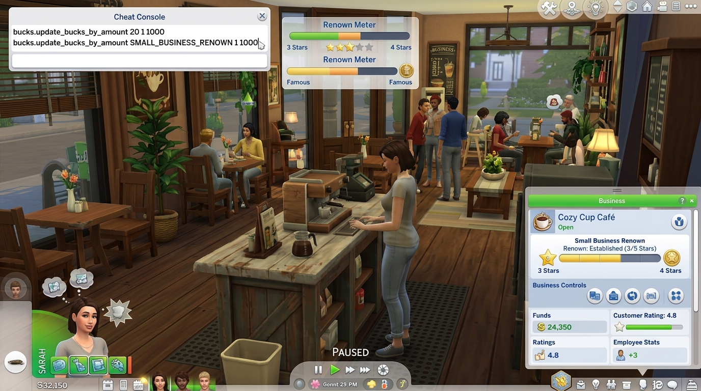 The Sims 4 Business & Hobbies: Small Business Cheat Codes